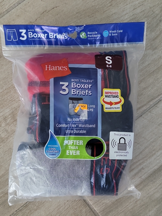 Hanes Other - Hanes Boys' 3-Pack Boxer Briefs - Gray with Red Trim & Black Waistband